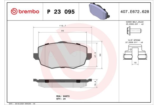 Fren Disk Balata Ön BREMBO P 23 095