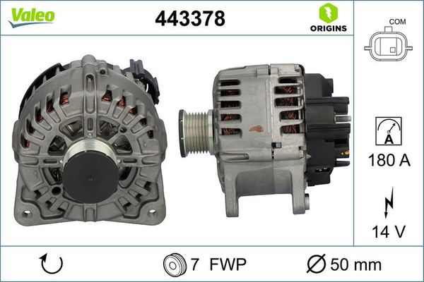 Alternatör  Renault Koleos II (05.2017->)  VALEO 443378