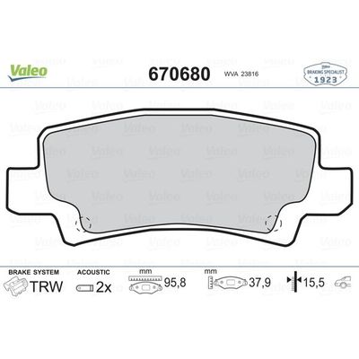 Fren Disk Balata Arka Toyota Corolla (E12)(2002->)  VALEO 670680