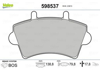 Fren Disk Balata Ön VALEO 598537  7701206727 7701207339 4106000QAD 41060-00QAD 1605980 4402993 4404585 9110993 9112585 93173180