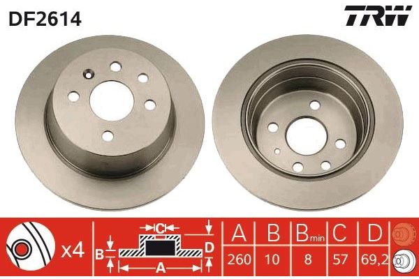 Fren Disk Ayna Arka Sağ ve Sol Opel Vectra A (1988->)  BRAXIS AE1343