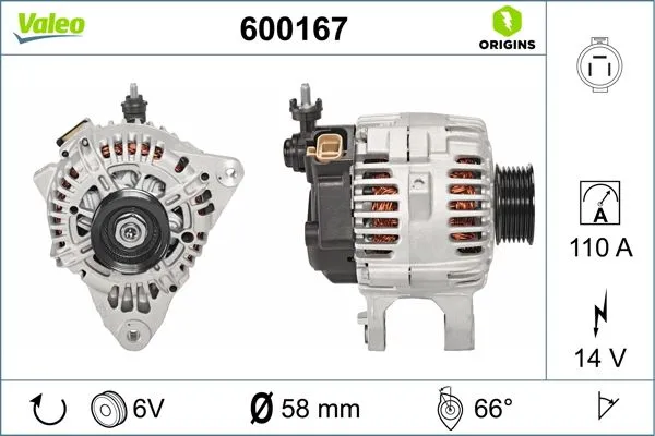 Alternatör  Hyundai Santa Fe (SM)(2001->)  VALEO 600167
