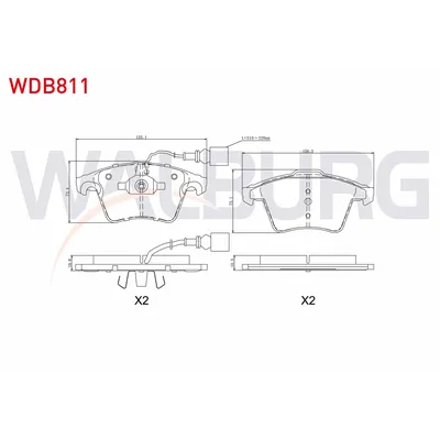 Fren Disk Balata Ön Volkswagen Touareg (7L6)(12.2006->2010)  WALBURG WDB811
