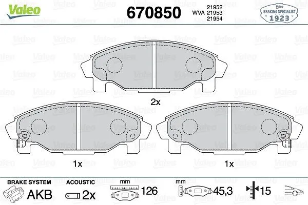 Fren Disk Balata Ön Daihatsu Charade (G200)(1993->2000)  VALEO 670850