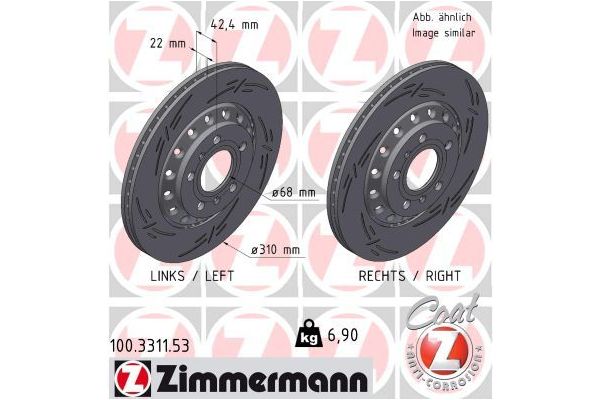 Fren Disk Ayna Arka Sağ ve Sol Volkswagen Phaeton (3D4/3D6)(11.2008->2010)  ZIMMERMANN 100.3311.53