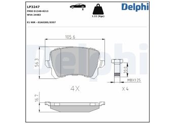 Fren Disk Balata Arka DELPHI LP3247  LP3247 3AA698451 3AA 698 451 3AA698451A 3AA698451B 3C0698451B 3C0 698 451B 3C0698451C 3C0 698 451C 3C0698451D 3C0 698 451D 3C0698451F 3C0 698 451F JZW698451G JZW 698 451G 3C0698451 3C0 698 451 3C0698451A 3C0 698 451A 3C0698451E 3C0 698 451E JZW698451E 1K0698451L 1KD698451 5N0698451 L1KD698451A 5ND698451 5ND698451A