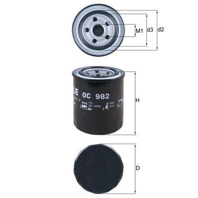 Yağ Filtresi  Subaru Legacy 4 Kapı (B13/BL)(2003->)  MAHLE OC 982