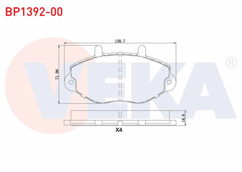 Fren Disk Balata Ön VEKA BP1392-00  AM93VX 2K021 B2A T120762