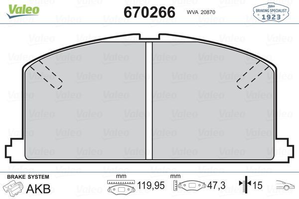 Fren Disk Balata Ön Toyota Starlet (P9)(1996->)  VALEO 670266