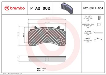 Fren Disk Balata Ön BREMBO P A2 002  3057008400