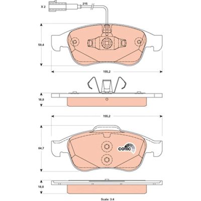 Fren Disk Balata Ön Alfa Romeo Giulietta (191)(2010->)  TRW GDB1873