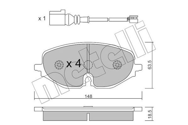 Fren Disk Balata Ön Volkswagen Caddy Cargo (SBA/SBH)(09.2020->)  METELLI 22-1280-0