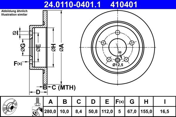 Fren Disk Ayna Arka Sağ ve Sol BMW i3 Serisi (I01)(07.2014->)  ATE 24 0110-0401 1