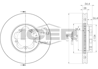 Fren Disk Ayna Ön Sağ ve Sol WALBURG WBD1050D  1371394 1503290 1503290SK 1547061 2256311 6C111125BA 6C111125BB 6C111125B1B