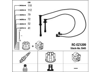 Buji Kablosu  NGK 5945  8B6P18140T 8B6P-18-140T KF3318140D KF33-18-140D ZE3118140 ZE31-18-140