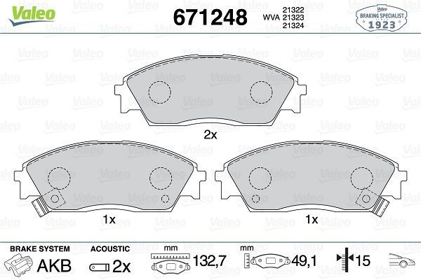 Fren Disk Balata Ön Honda Prelude (BA4)(09.1987->)  VALEO 671248