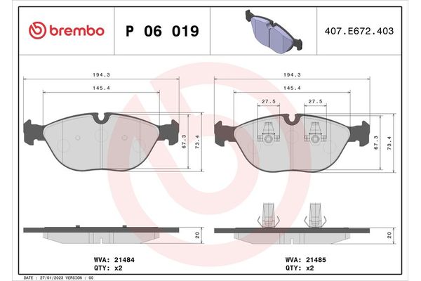 Fren Disk Balata Ön BMW 7 Serisi (E38)(1994->)  BREMBO P 06 019