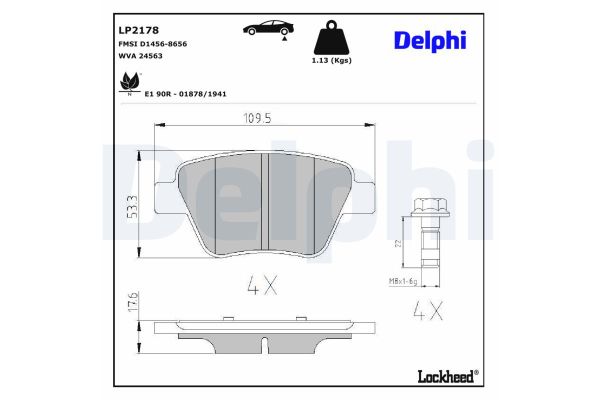 Fren Disk Balata Arka Volkswagen Touran (1T3)(08.2010->2015)  DELPHI LP2178