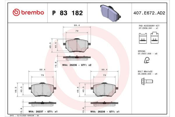 Fren Disk Balata Ön Toyota Yaris Cross (2021->)  BREMBO P 83 182