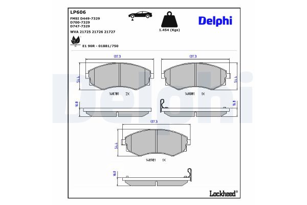 Fren Disk Balata Ön Hyundai Coupe (RD)(2000->)  DELPHI LP606