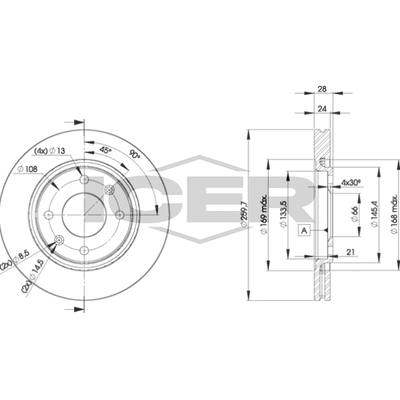 Fren Disk Ayna Ön Sağ ve Sol Peugeot 406 S.Wagon (S1/S2)(01.1997->)  MGA 50570