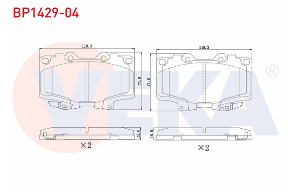 Fren Disk Balata Ön Toyota Land Cruiser Station (J8)(1990->)  VEKA BP1429-04