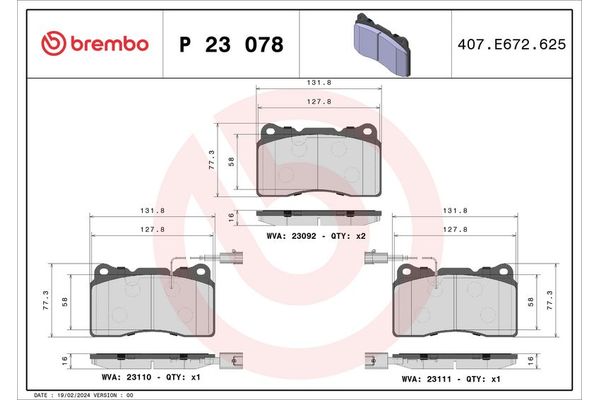 Fren Disk Balata Ön Alfa Romeo 166 (2003->)  BREMBO P 23 078