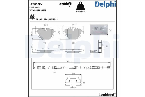 Fren Disk Balata Arka BMW iX3 Serisi (G08E/G08F)(07.2020->)  DELPHI LP5052EV
