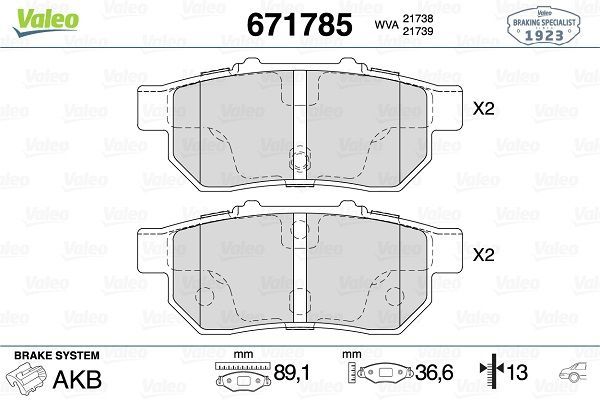 Fren Disk Balata Arka Nissan Terrano (WD21)(12.1987->)  VALEO 671785