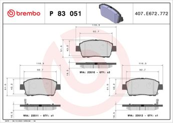Fren Disk Balata Ön BREMBO P 83 051  44650D020 1031255900 1037509300 1080347600 E63501500 F33501001C2 69Q12411 69Q12412 1014003350 1061001401 4048009600 4048015500 MR71803501160 MR71803501180 MR71803501260 9100705 044650D020 44650D030 044650D030 44650W050 044650W050 44650W080 044650W080 446512580 0446512580 446512581 0446512581 446512590 0446512590 446512591 0446512591 446512592 0446512592 446513020 0446513020 446513040 0446513040 446513041 0446513041 446513050 0446513050 446517100 0446517100 446517101 0446517101 446517102 0446517102 446517140 0446517140 446520480 0446520480 446520520 0446520520 446520521 0446520521 44652220 044652220 446532210 0446532210 446532230 0446532230 446547030 0446547030 446547050 0446547050 446552010 0446552010 446552011 0446552011 446552021 0446552021 446552022 0446552022 446552060 0446552060 446552100 0446552100 446552110 0446552110 446552120 0446552120 446552150 0446552150 446552250 0446552250 446552290 0446552290 4465YZZCK 04465YZZCK 4465YZZDA 04465YZZDA