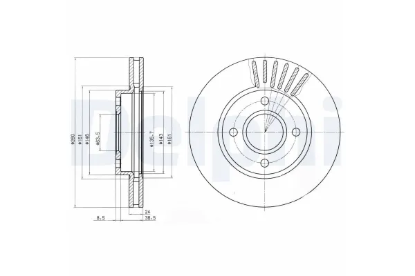 Fren Disk Ayna Ön Sağ ve Sol Ford Mondeo 4/5 Kapı (GD)(1997->)  DELPHI BG2699