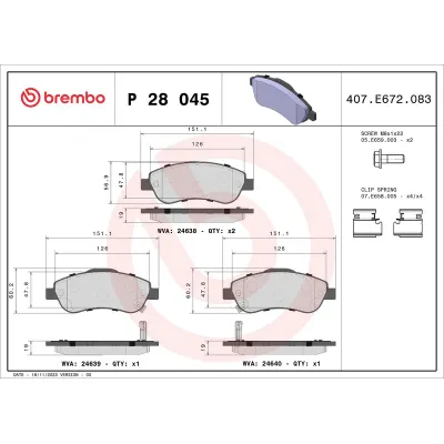 Fren Disk Balata Ön Honda CR-V (RE)(01.2007->)  BREMBO P 28 045