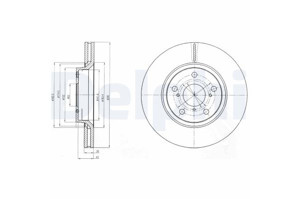 Fren Disk Ayna Ön Sağ ve Sol Toyota Avensis Combi (T27)(2008->)  DELPHI BG4236
