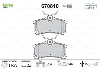 Fren Disk Balata Arka VALEO 670810  446620130 446602060 WVA24013 446602010 04466-02010 04466-02060 04466-20130