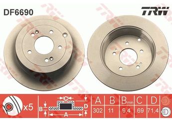 Fren Disk Ayna Arka Sağ ve Sol FERODO DDF1671  584112B000 58411-2B000
