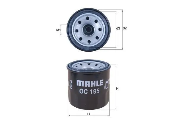 Yağ Filtresi  Dacia Logan (05.2005->)  MAHLE OC 195