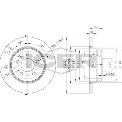 Fren Disk Ayna Arka Sağ ve Sol BMW X6 Serisi (F16)(11.2014->)  WALBURG WBD1514