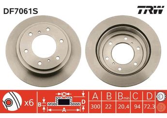 Fren Disk Ayna Arka Sağ ve Sol TRW DF7061S  MR418067