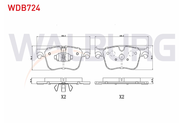 Fren Disk Balata Ön Peugeot 3008 (07.2016->)  WALBURG WDB724