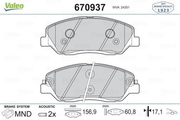 Fren Disk Balata Ön Hyundai Grand Santa Fe (NC)(2013->)  VALEO 670937
