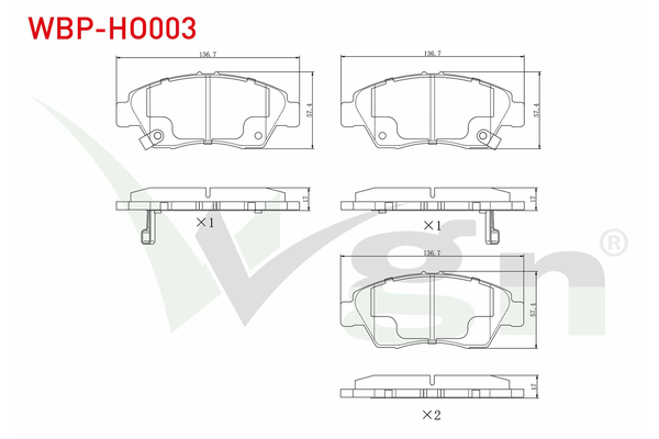 Fren Disk Balata Ön Honda Civic Coupe (EM2)(01.2001->)  WGN WBP-HO003