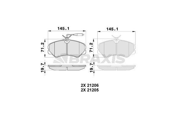 Fren Disk Balata Ön Peugeot J5 (290) Minibüs (1990->)  BRAXIS AB0235