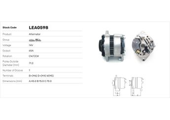 Alternatör  LUCAS ELEKTRIK LEA0598  4799364 4808500 4808507 4849155 4849157 77452410