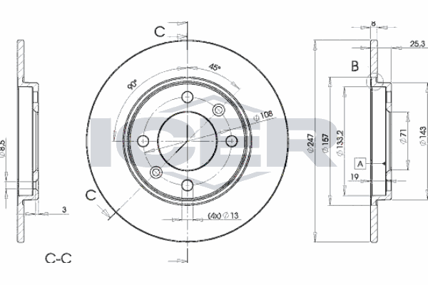 Fren Disk Ayna Arka Sağ ve Sol Peugeot 306 Cabriolet (S1)(01.1994->10.1997)  OPEL ORJINAL 95661749