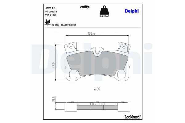 Fren Disk Balata Arka Porsche Cayenne (Typ 9PA1)(01.2007->)  DELPHI LP2118