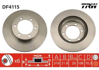 Fren Disk Ayna Ön Sağ ve Sol TRW DF4115  4351235210 43512-35210 4351260120 43512-60120
