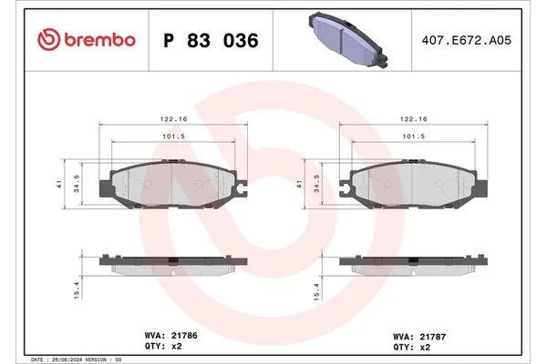 Fren Disk Balata Arka BREMBO P 83 036
