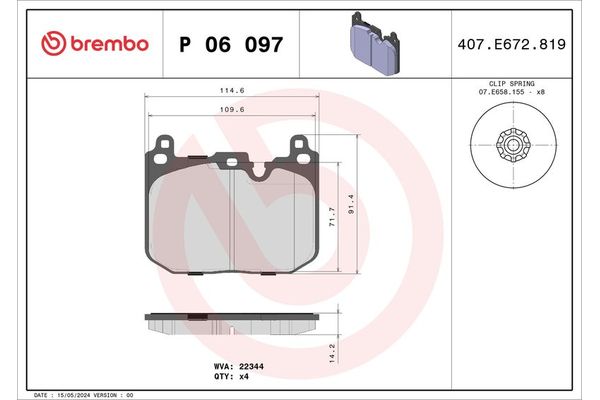 Fren Disk Balata Ön MINI Cabrio (F57)(2015->)  BREMBO P 06 097