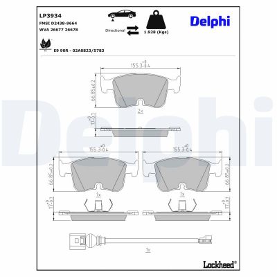 Fren Disk Balata Ön Skoda Octavia (NX3)(01.2020->)  DELPHI LP3934