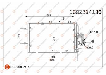 Klima Radyatörü  EUROREPAR 1682234180  93183505 13114011 1850000 1850091 1850113 24426585 24445193 9201959 93175776